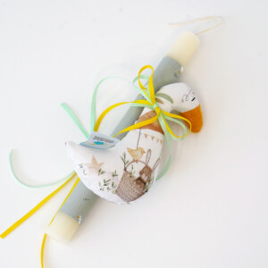 Πασχαλινή Λαμπάδα Χήνα Κουδουνίστρα με εμπριμέ ύφασμα