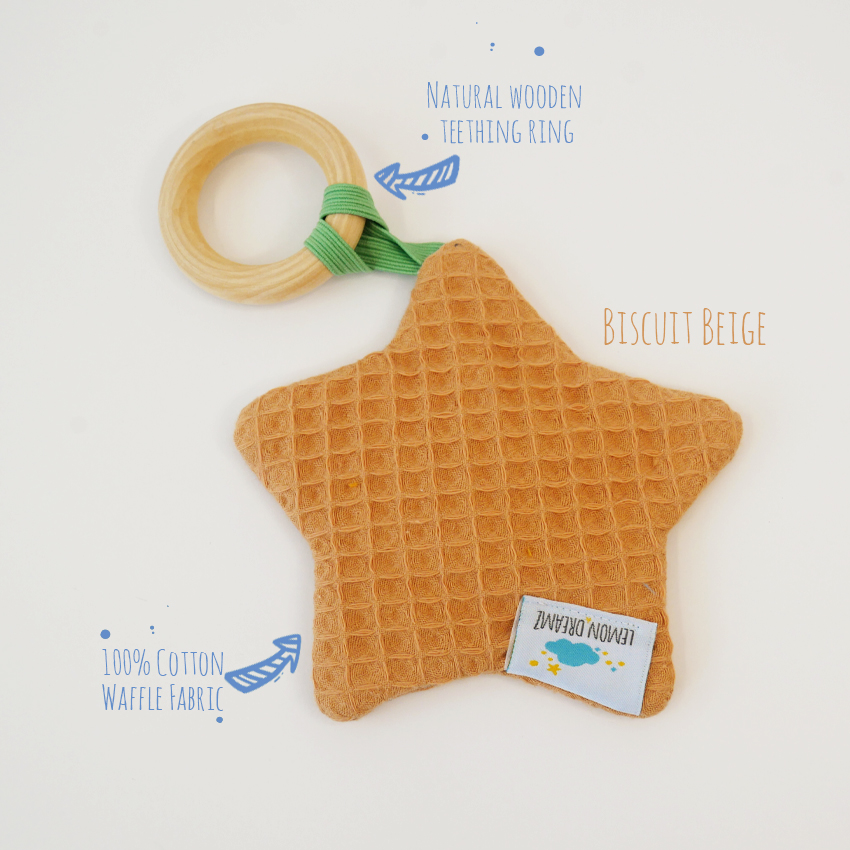 ξύλινο μασητικό κρίκος με πανάκι waffle
